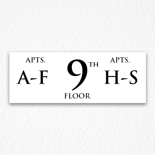 Apartment Number Sign in Black Text