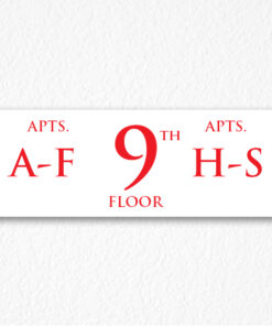 Apartment Number Sign in Red Text