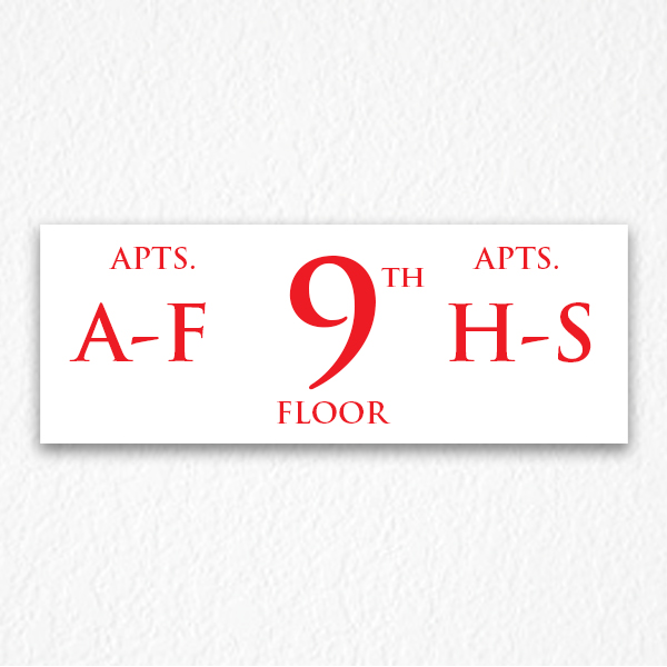 Apartment Number Sign in Red Text