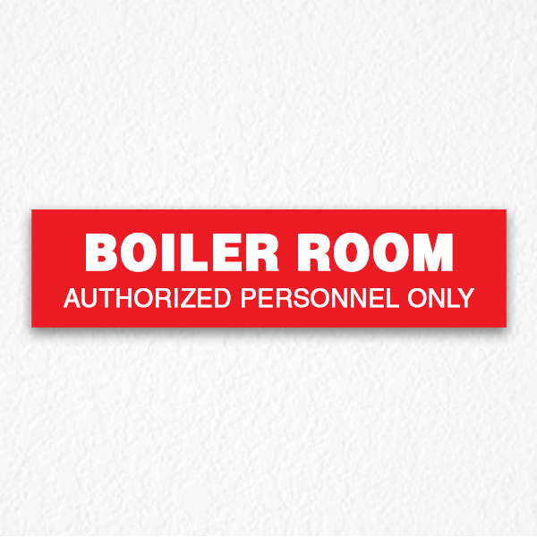 Boiler Room Door Sign in Red