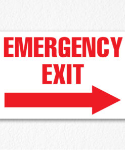 Emergency Exit Sign in Red Text