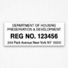 Registration Number Sign in Black Text