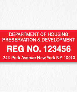 Registration Number Sign in Red