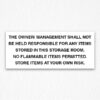 Management not Responsible Sign Black Text