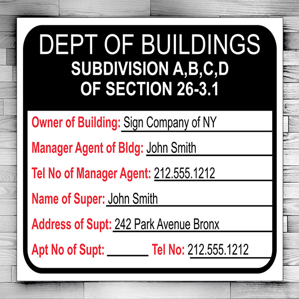 Serial Number Signage