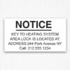 Key to Heating System Information Sign NYC