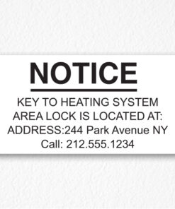 Key to Heating System Information Sign NYC