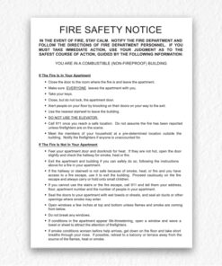 Building Fire Safety Notice in Black Text