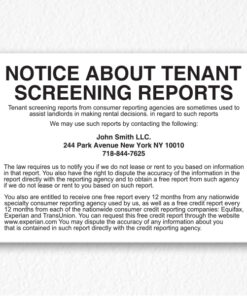 Notice About Tenant Screening Reports in Black Text