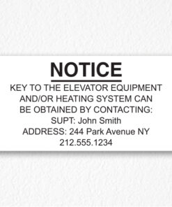 Key to the Elevator Notice NYC in Black text