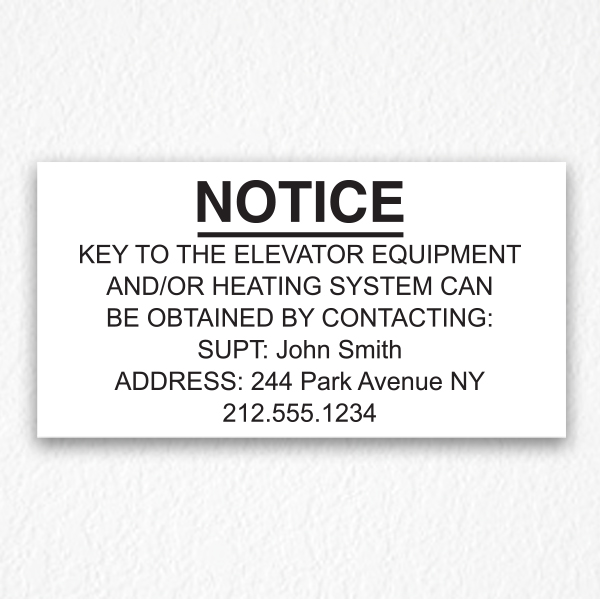 Key to the Elevator Notice NYC in Black text