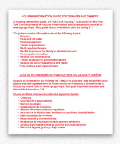 Housing Information Guide Sign for Tenant and Owner in Red Text