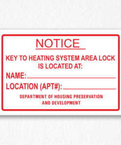 Key to Heating System Notice NYC in Red text