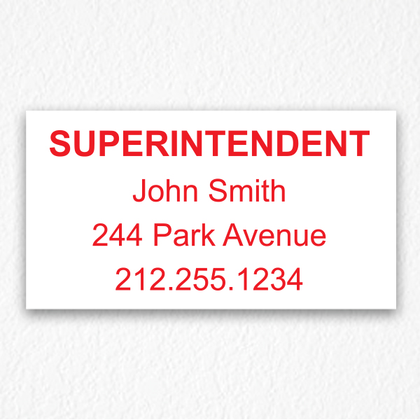 Building Superintendent Sign NYC in Red Text