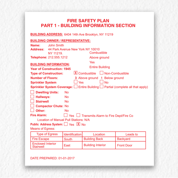 Building Fire Safety Plan Sign in Red Text