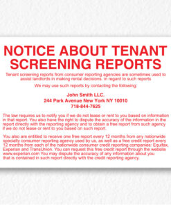 Notice About Tenant Screening Reports in Red Text