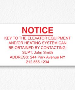 Key to the Elevator Notice NYC in Red text