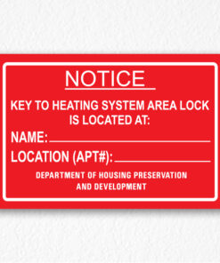 Key to Heating System Notice NYC in Red text