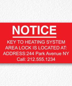 Key to Heating System Information Sign NYC in Red