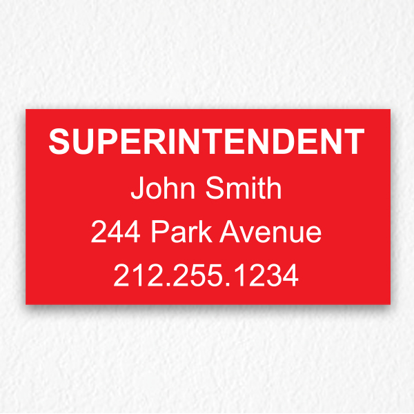 Building Superintendent Sign NYC in Red