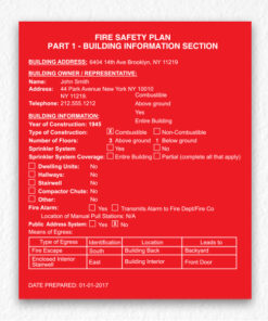 Building Fire Safety Plan Sign in Red