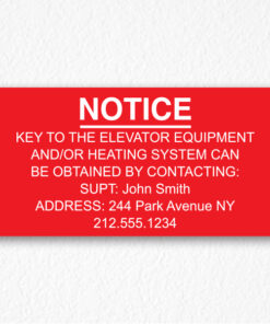 Key to the Elevator Notice NYC in Red