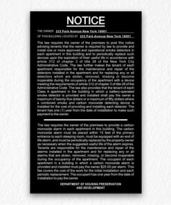 Smoke Detectors & Carbon Monoxide Notice NYC in Black