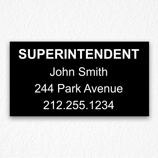 Building Superintendent Sign NYC in Black