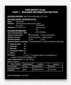 Building Fire Safety Plan Sign in Black