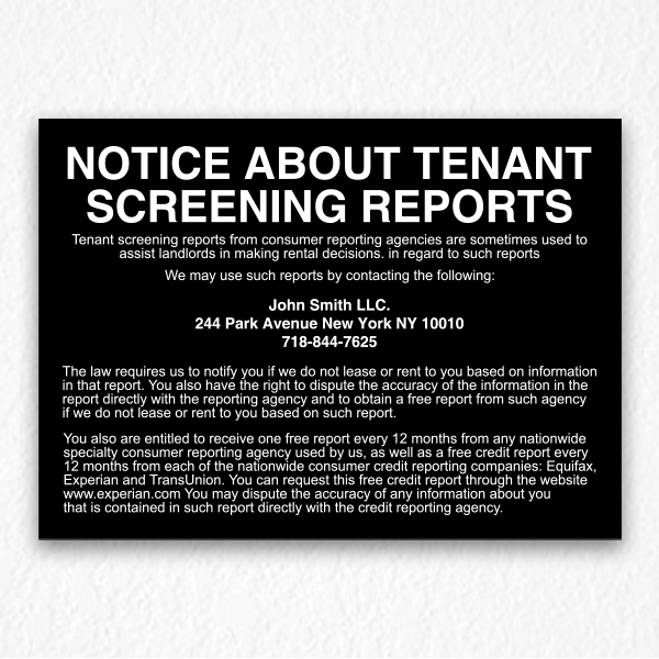 Notice About Tenant Screening Reports in Black