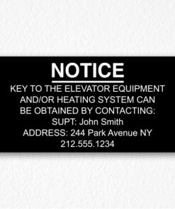 Key to the Elevator Notice NYC in Black