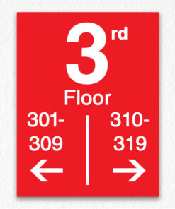 Floor Number Directory Sign in Red