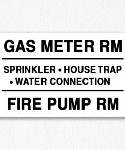 Gas Meter and Water Connection Room Sign In Black Text