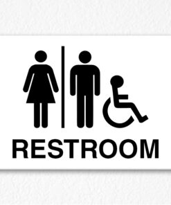 Restroom Sign with Icons in Black