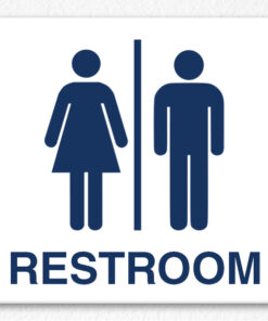 Men and Women Common Restroom Sign in Blue