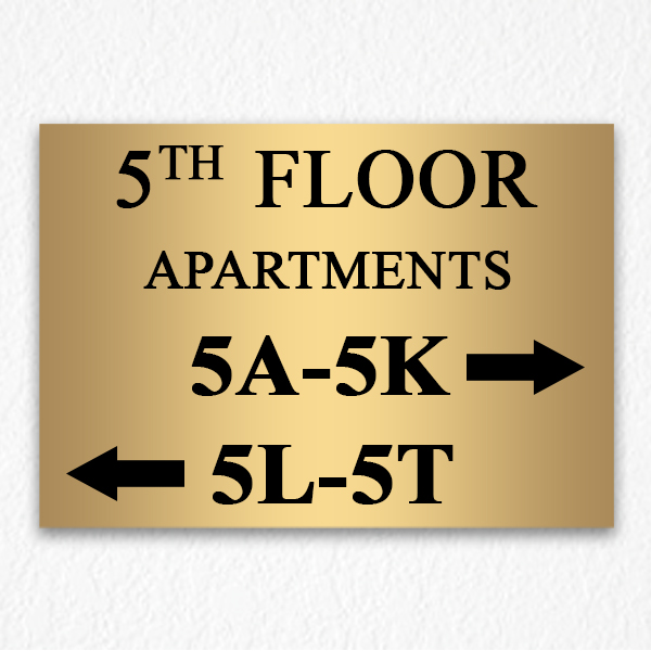 Floor Number and Apartment Directional Sign Brushed Aluminum