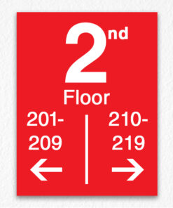 Floor Number Directional Sign in Red