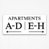 Apartment Number Directional Sign in Black Text
