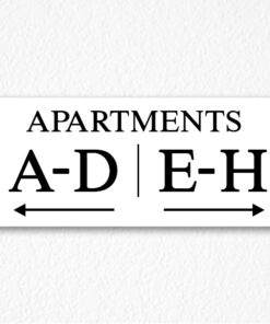 Apartment Number Directional Sign in Black Text