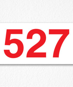 Building Room Number Sign in Red Text