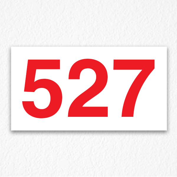 Building Room Number Sign in Red Text