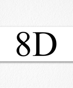 8D Apartment Number Sign in Black Text