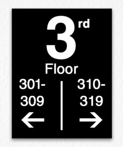 Floor Number Directory Sign in Black