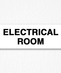 Building Electrical Room Sign in Black Text