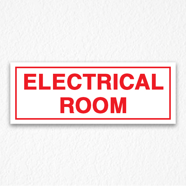 Electrical Room Sign in Red Text
