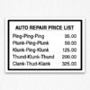 Business Pricing List Sign