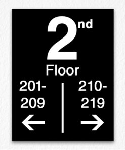 Floor Number Directional Sign in Black