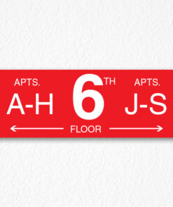 Where to Go Floor Number Sign in red