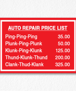 Business Pricing List Sign on Red