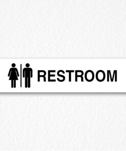 Restroom Sign in Black Text